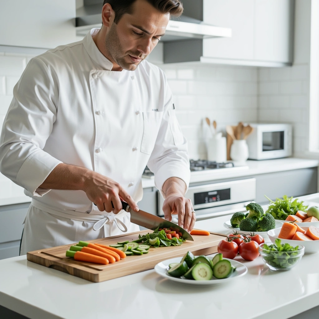 Chef preparing calorie-controlled sets